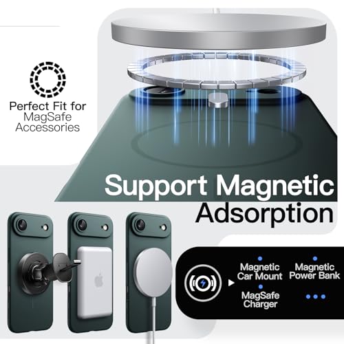 Image of JETech Magnetic Slim Case for iPhone Air, Compatible with MagSafe, Ultra-Thin Lightweight Minimalist Phone Cover and Full Camera Lens Protection, 6.5-Inch Display (Midnight Green)
