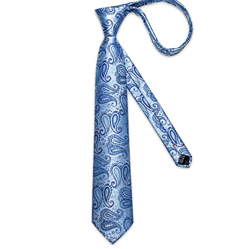 Image of DiBanGu Mens Paisley Tie Sets Silk Jacquard Woven Floral Necktie and Pocket Square Cufflinks Wedding Business Party