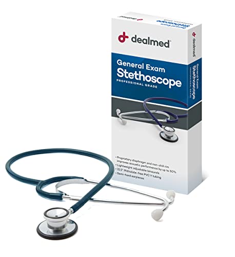 Dealmed General Exam Stethoscope – Professional Economy Dual-Head Medical Stethoscope with Lightweight Chestpiece, Flexible 32” Tubing & Comfort Eartips (Teal)