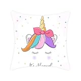 ❤ Diseño: funda de almohada cuadrada, dibujo animado unicornio.