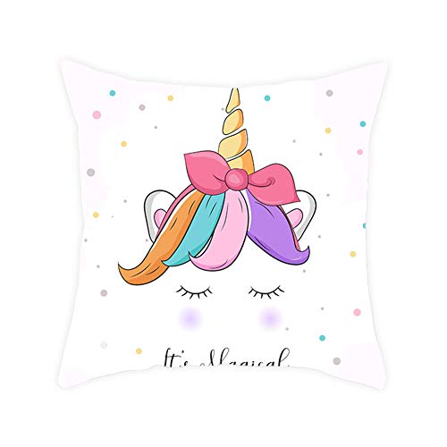 JUNGEN Funda de cojín Unicornio Funda de Almohada 45 x 45 cm Funda de Almohada Cuadrada Funda...