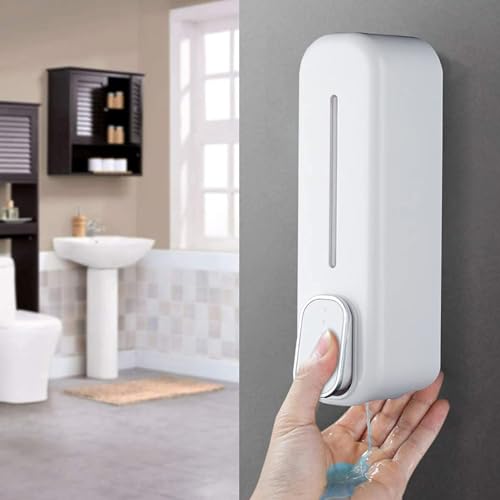 Image of Liquid Soap Dispenser Wall Mounted for Bathroom & Wash Basin | Handwash Bottle Holder, Shampoo & Sanitizer Dispenser for Kitchen, Toilet & Shower Use (Pearl White) (350ML)