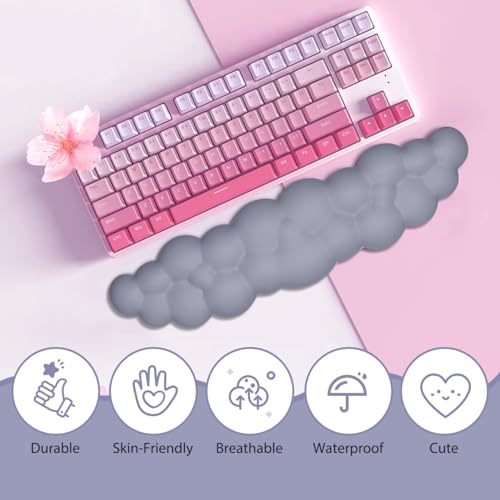 Image of JIKIOU Upgrade Leather Cloud Wrist Rest for Keyboard and Mouse & Cup Pad | Wish Gift-Cute Cloud Shape, Comfortable and don't Irritate to Skin, Non-Slip PU Base,Soft Memory Foam filled for Pain Relief