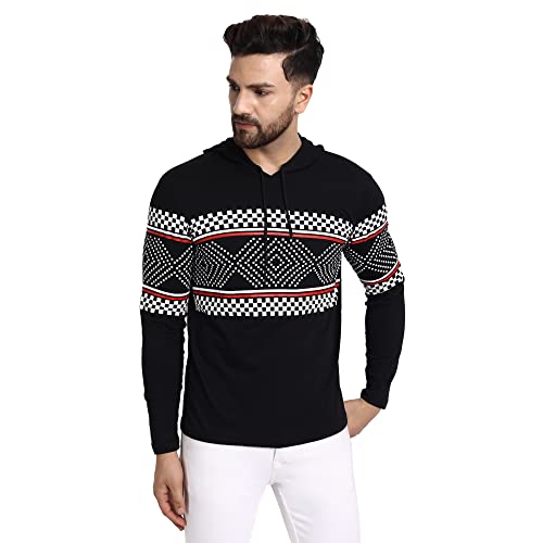 Image of JUGULAR Typography Men's Cotton Round Neck Full Sleeve Hoodie Printed Regular Fit T-Shirt