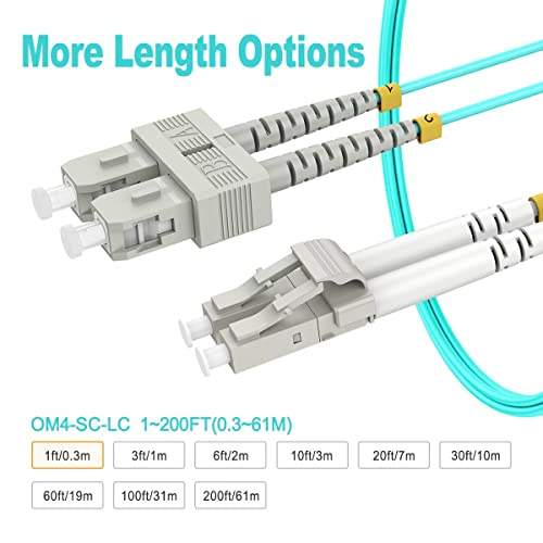 RamboCables 1ft(0.3m) OM4 SC LC Fiber Patch Cables MMF Multimode, Options 1ft~200ft, Fiber Optic Cable Duplex - Image 3