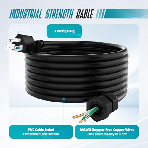 Outdoor Outlet Box with 32.8Ft Extension Cord,NEMA 5-15R,IP66 Waterproof Outdoor Outlet Box w/Lockable Cover & LED Indicator (Double Plug Socket) -Perfect for Gardens, Yards & Sports Fields by Hilictokt - Image 3