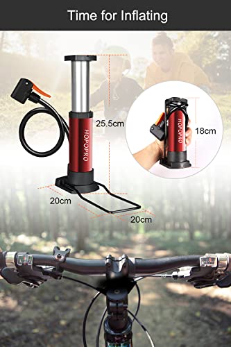 Image of Mini Bicycle Pump Hopopro Portable Bike Floor Pump Bike Tire Pump Hand Foot Activated Bike Pump with Presta Schrader Dunlop Valves Extra Valve and Gas Needle for Road Bike Mountain Bike Balls