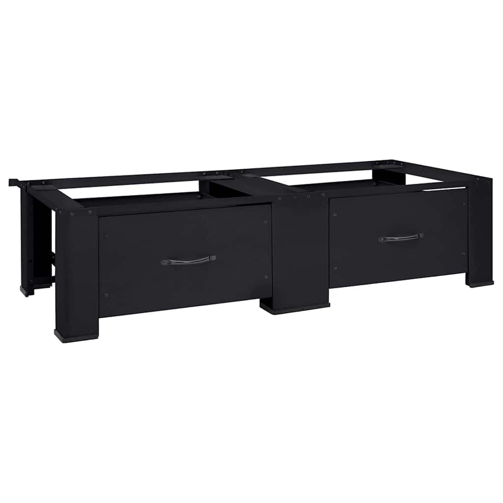 Waschmaschinen-Podest aus Stahl Schwarz, 127 x 54,5 x 32,5 cm, 2 Stück, mit verstellbaren Füßen, für Frontlader und Toplader, Innenbereich, reduziert Bücken und schützt Boden vor Kratzern