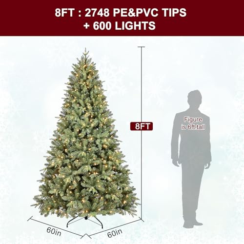 Treepool 8Ft Pre-Lit Artificial Christmas Tree With 2748 Pe&Pvc Mixed Branch Tips thumb #4