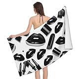 SSIMOO Toalla de baño de microfibra con labios rojos, multifunción, suave y absorbente, cómoda y duradera