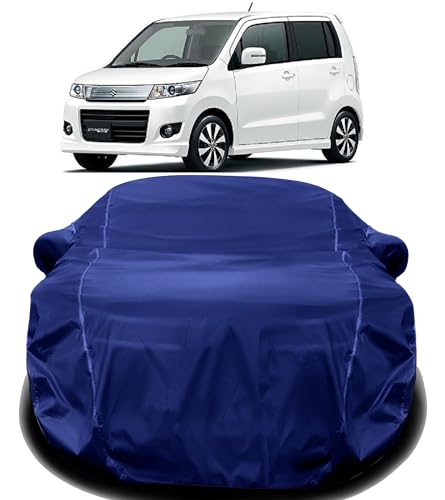 Image of AUCTIMO Maruti Suzuki Wagon r Car Cover Waterproof with Triple Stitched Fully Elastic Ultra Surface Body Protection (Navy Blue)