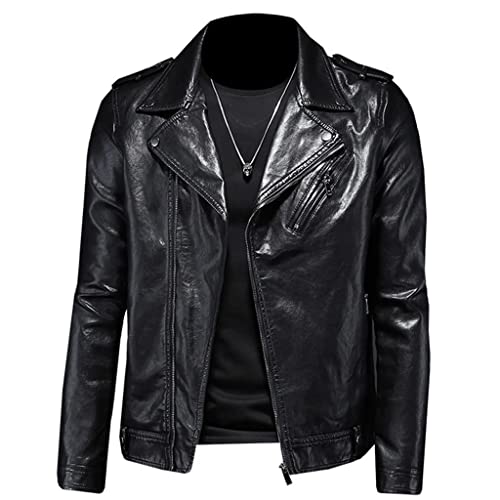 Chaqueta de cuero impermeable para hombre miniatura 1