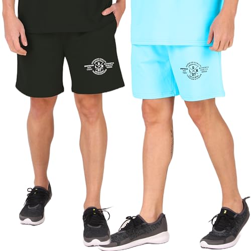 Image of London Hills Shorts Pant for Men Cotton Blend with Side Pockets | Shorts for Men | Half Pant for Man | Shorts' for Mens Stylish | Gym Short's for Man Workout | Boxer Shor'ts for Man's | Green, Navy