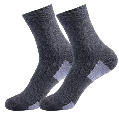 Image of Grounding Socks 2 Pair with Conductive Fibers for Grounding Shoes and Mats Cotton Socks For WoMem Dark Grey
