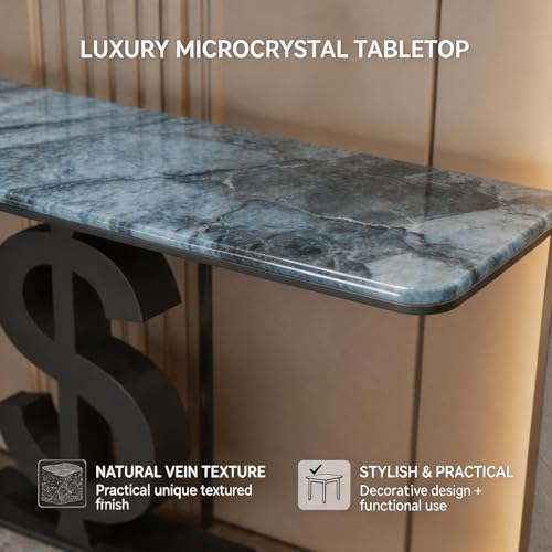 Mesa consola estrecha base de metal estable y diseño compacto para hogar 7