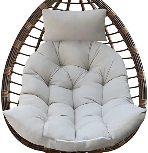 Hanging Basket Seat Cushion, Thicken Hanging Egg Chair Cushion, Washable Hanging Basket Chair Cushion, Basket Egg Chair Cushion with Headrest (Grey)