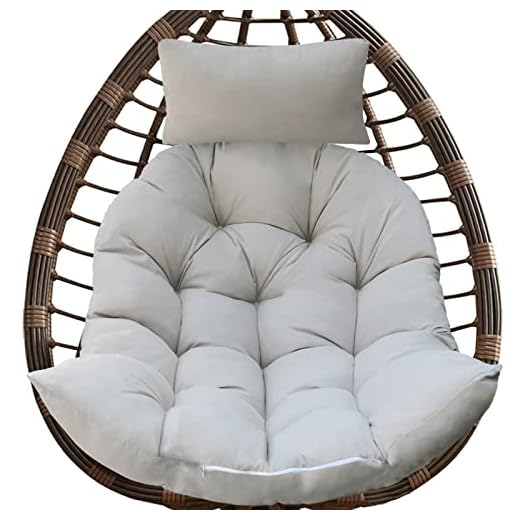 Hanging Basket Seat Cushion, Thicken Hanging Egg Chair Cushion, Washable Hanging Basket Chair Cushion, Basket Egg Chair Cushion with Headrest (Grey)