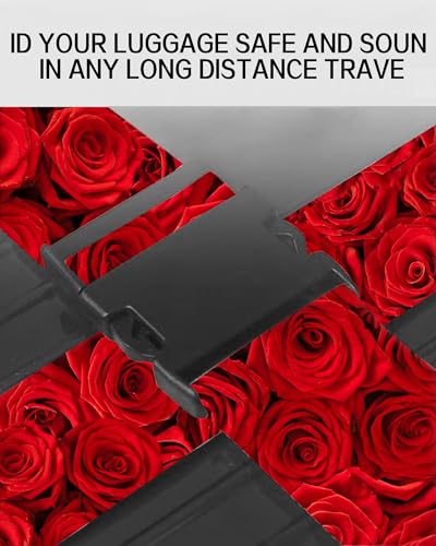 Image of Luggage Straps for Suitcases, Adjustable Travel Belt, Durable Wide Luggage Strap, Cute Suitcase Strap Identifiers with Buckle, Bag Straps for Luggage, Red Beautiful Roses