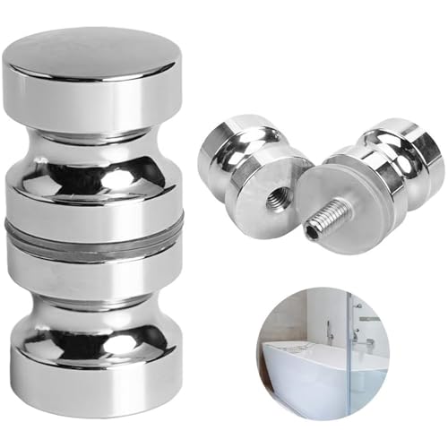 GisWell Pomello Porta Doccia, Maniglia Box Doccia Pulsante in Acciaio Inossidabile Rotondo per Porte Vetro Scorrevole