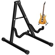UNIVERSAL COMPATIBILITY - This guitar stand is designed to securely hold electric, acoustic, bass, and classical guitars, as well as ukuleles, making it a versatile choice for any musician. STURDY AND RELIABLE A-FRAME DESIGN - The robust A-frame stru...