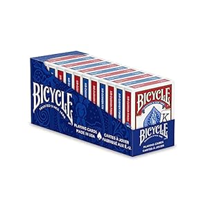 Bicycle Jumbo Index Playing Cards, 12 Pack Bulk Set of Large Print Poker Size Cards, Red & Blue Backs, for Easy Reading, Family Card Games, Classrooms, and Casino Play