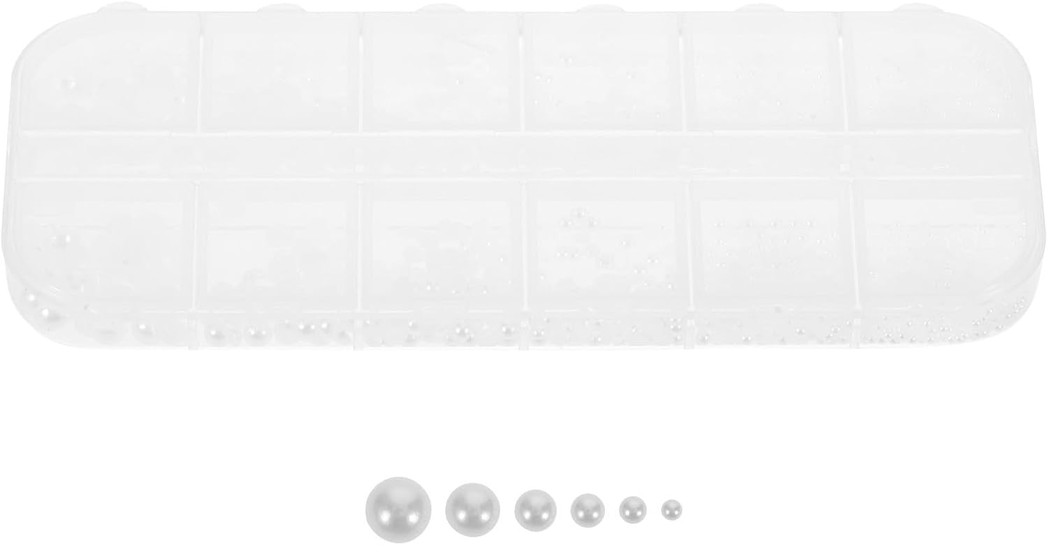 Pearl Decorations Nail Charms White 1 Box Half Round Plastic Flatback
