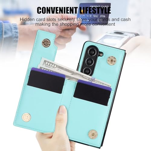 Coque Samsung Z Fold 5 antichoc bleue avec portefeuille pour tout sécuriser