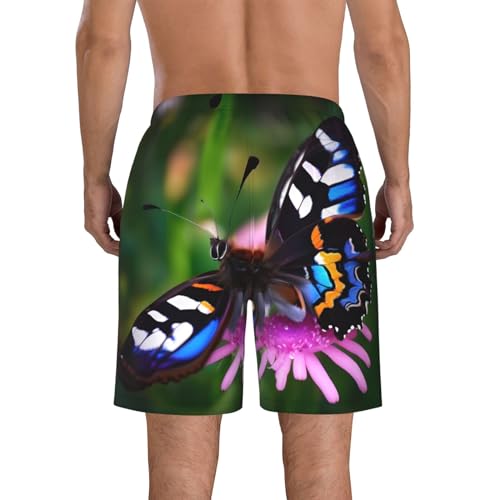 Colorful Butterfly Print Men's Swim Trunks Beach Shorts Elastic Waist Drawstring Summer Swimming Board Shorts3