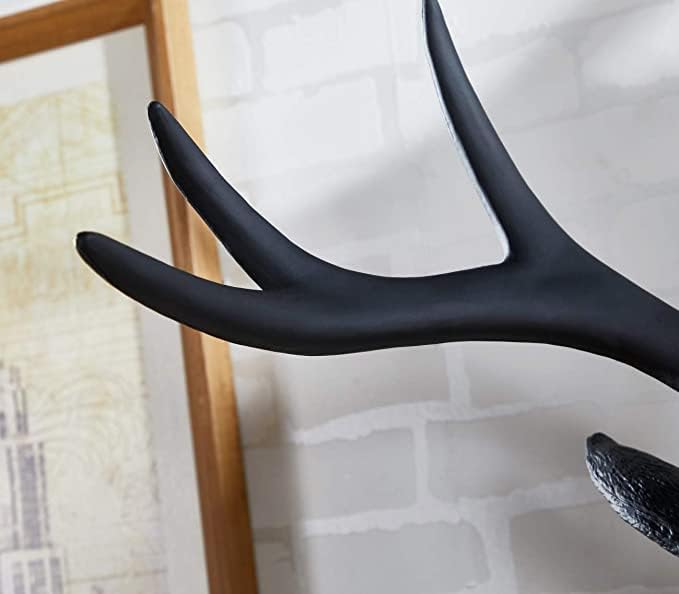 Deer Antlers Wall Sculpture 20 x 16 x 12 inches Faux Taxidermy Animal Wall Hanging (Black)