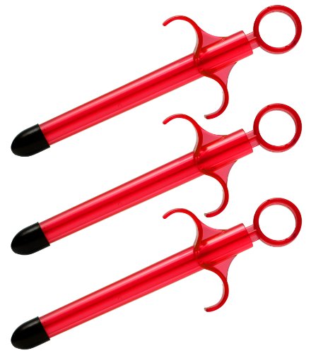 Trinity Vibes Lubricant Launcher 3 Pack – Red Lube Applicator Set with Narrow Injector & Finger Grip – Reusable Lubricant Applicators for Precise Personal Lubrication