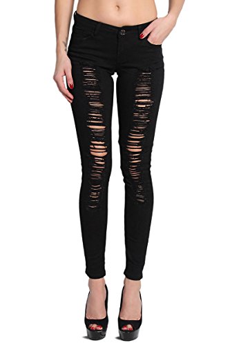 Womens Jean White/Black/Camouflage Distressed Ripped Stretch Skinny Denim Jeans Pants #TOP1