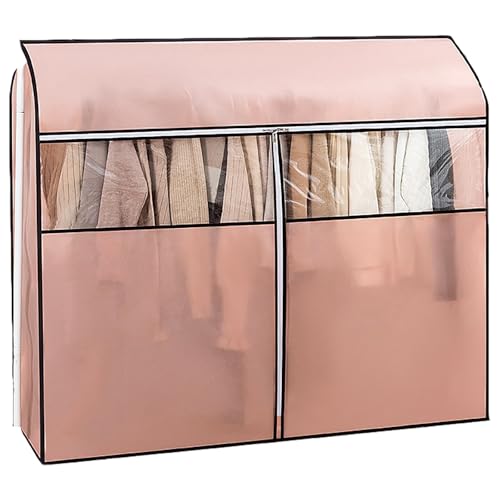 Garment Rack Cover, Washable Clothes Rack Cover Garment Bag for Closet Storage with Clear Window,Suitable for Suits, Dresses, Coats(Pink,80x50x120cm/31x20x47in)