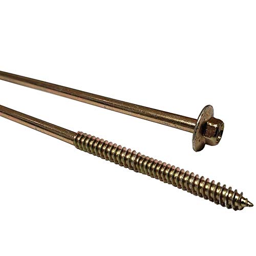 Image of (5) 12 inch - Zinc Coated Rust Resistant Timber Tie - Heavy Duty Hex Head Structural Screw - 5 /8 inch Wide Flange Head with coarse Thread for Secure Hold - Heavy Duty 3 /16 inch Shank for Extra Strength