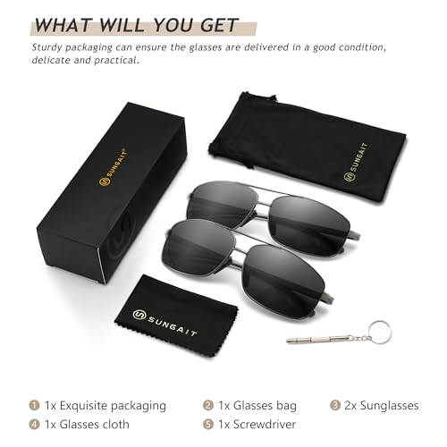 SUNGAIT Ultra Lightweight Rectangular Polarized Sunglasses UV400 Protection SGT458QH-QH-4