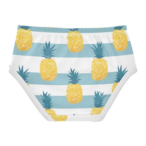 Wusikd Cute Yellow Pineapples Girls' Underwear Cotton Blue White Striped Girls Briefs Soft Toddler Underwear 2T2