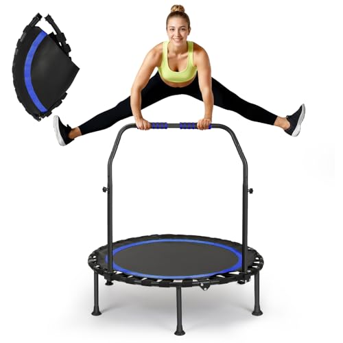 Fitness Indoor Trampolin klappbar ohne Installation | Ø101cm,Mini Trampoline | Tragfähigkeit 150 KG | Stabiler und leiser für...