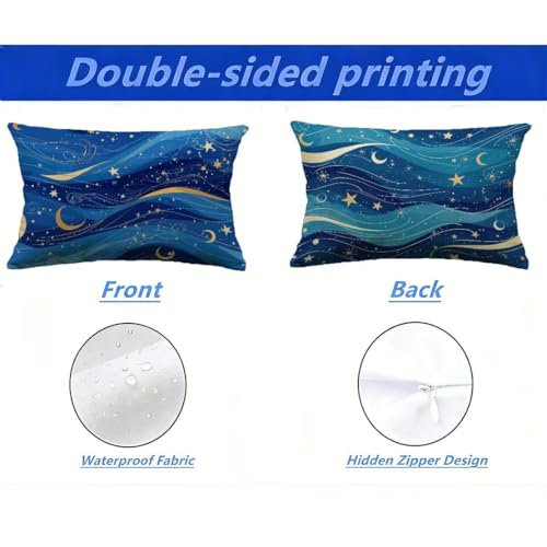 Coussin Extérieur Imperméable 40x70 Bleu Marine : Texture Lin Haut de Gamme