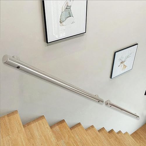 GJZQDKX Stainless Steel Wall Mounted Staircase Handrail Support Kit for Outdoor Indoor Stairs 50cm/19.7in Stainless Steel Round Pipe Handrails Banister Loft Porc Railing