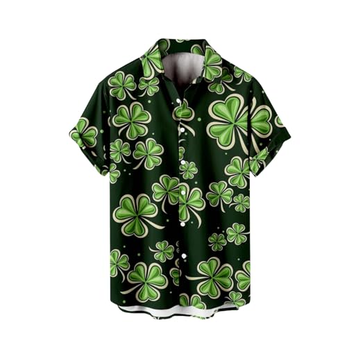Camisetas de manga corta con botones para hombre, regalos de primavera de 2025, estilo casual, con tres estampados, camisa roja para hombre, verde, 3XL