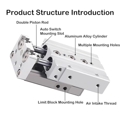 Cylindre pneumatique MXQ6 MXQ8 MXQ12 MXQ16 double effet course 10 - 4