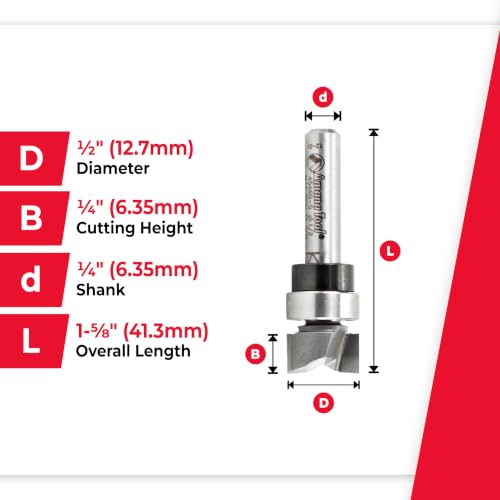 Image of Amana Tool - 45460-S Carbide Tipped Flush Trim Plunge Template 1 /2 Dia x 1 /4 inch Sh