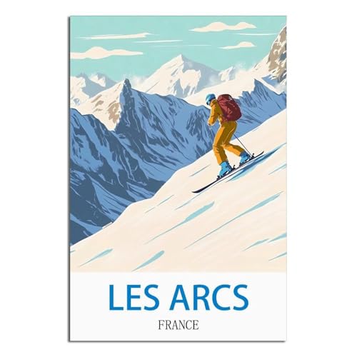 Les Arcs poster de voyage vintage LNBIAND 60x90cm pour une ambiance chalet de luxe chez soi