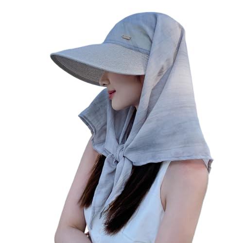 Chapeau d'été large bordure femme avec rabat cou et protection solaire UV