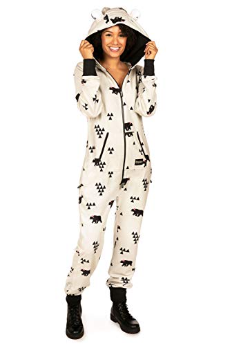Tipsy Elves' Women's Beary Christmas Jumpsuit - Comfy Cozy Holiday Onesie Size Small Beige