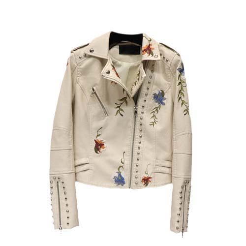 JYHBHMZG Spring Women's Floral Print Embroidery,Faux Leather