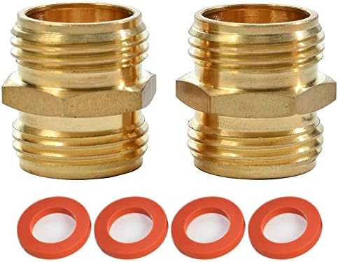 Sanpaint 2 Pack 3/4 Inch Brass Garden Hose Adapter Male to Male Quick Connector