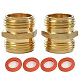 Sanpaint 2 Pack 3/4 Inch Brass Garden Hose Adapter Male to Male Quick Connector