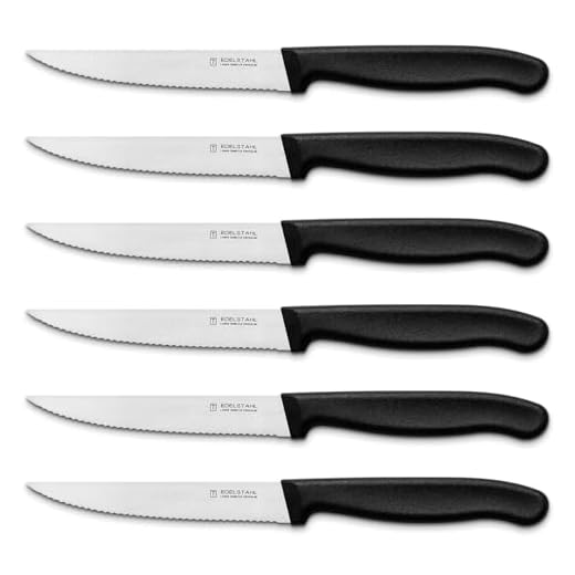 targzier Coltelli da bistecca,6 pezzi Coltello da tavola in acciaio inox,Coltello da bistecca affilato e seghettato,Robusto Manico Sintetico,Set di coltelli da cucina nero,Lavabile in lavastoviglie