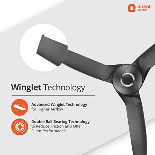 Image of Orient Electric's 1320 mm Aerostorm ceiling fan |Best-in-class 18-pole motor | Rust-proof ABS blades |100% Copper motor |Whisper-quiet operation | 2-year warranty | Charcoal Grey, pack of 1