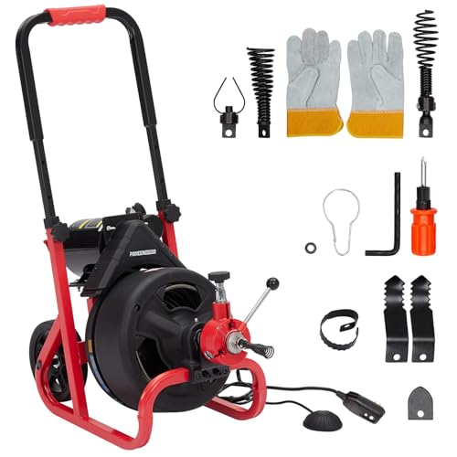 100Ft Electric Drain Auger with Auto-Feed and Cutters